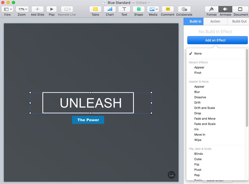 Animate Example Unleash