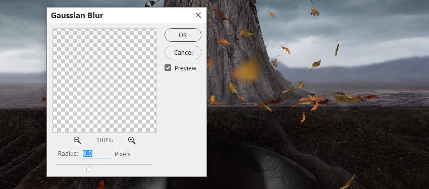 add more blurred leaf