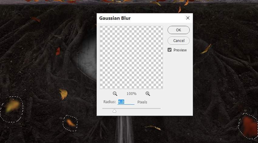 add blurred leaves