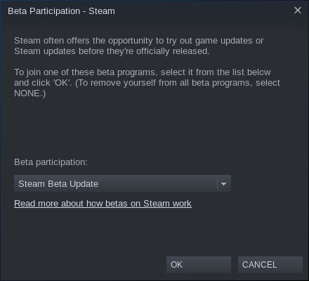 Enable Steam Beta