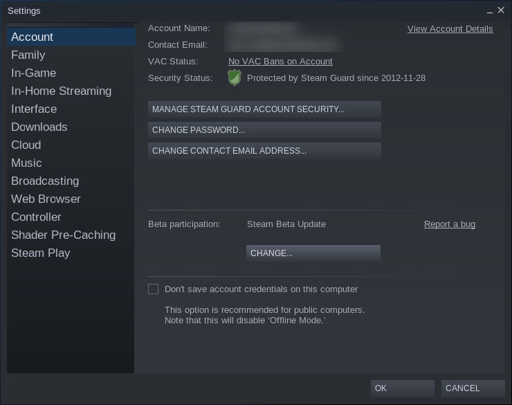 Steam Settings