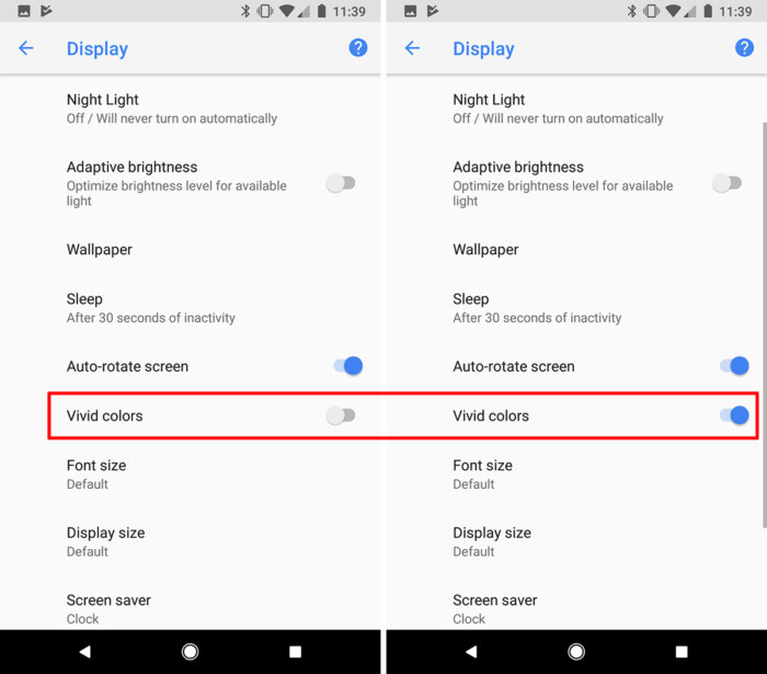 google pixel vivid colors