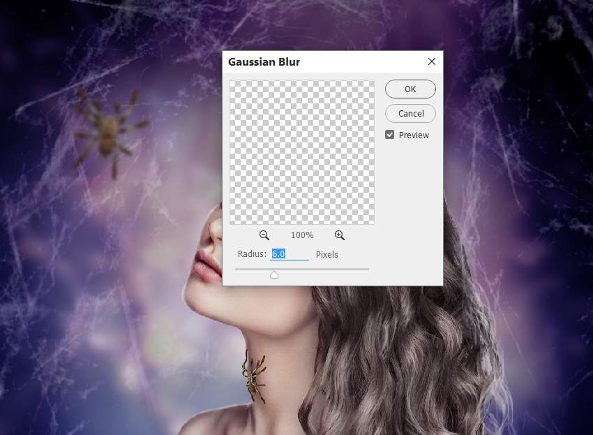spiders gaussian blur