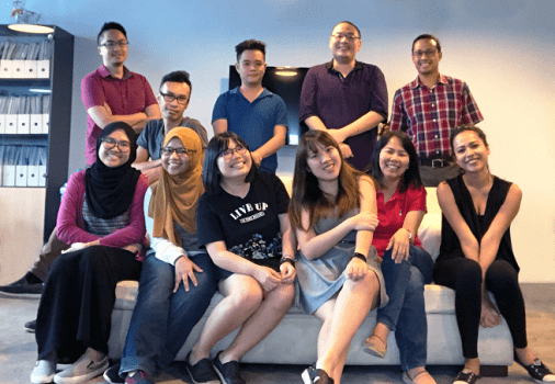 Jeffri Shahul Hamid, standing far right with his key team members.